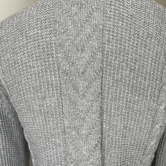 Adrienne Vittadini Grey Cable/Fisherman Knit Open Front Cardigan Cotton Cozy XL - Picture 3 of 7